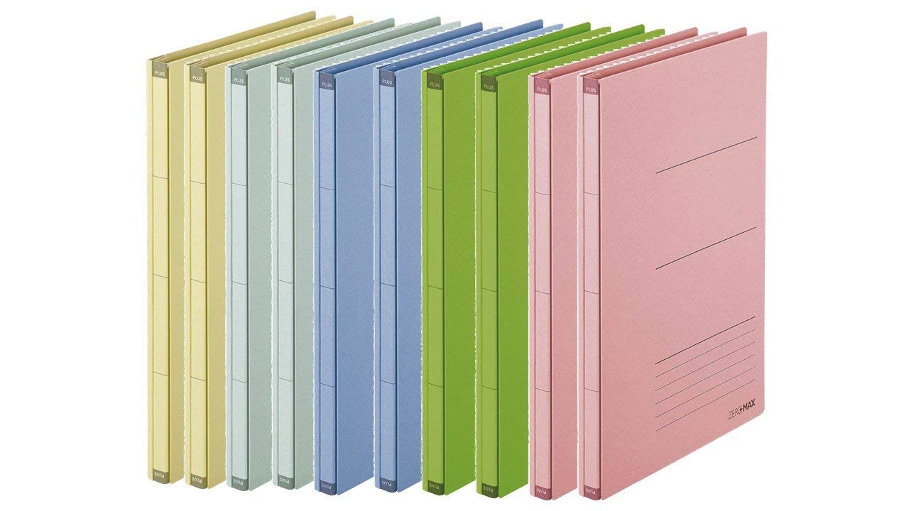 Plus Japan Zeromax High Capacity Expandable File - Assorted Colours (Pack of 10)