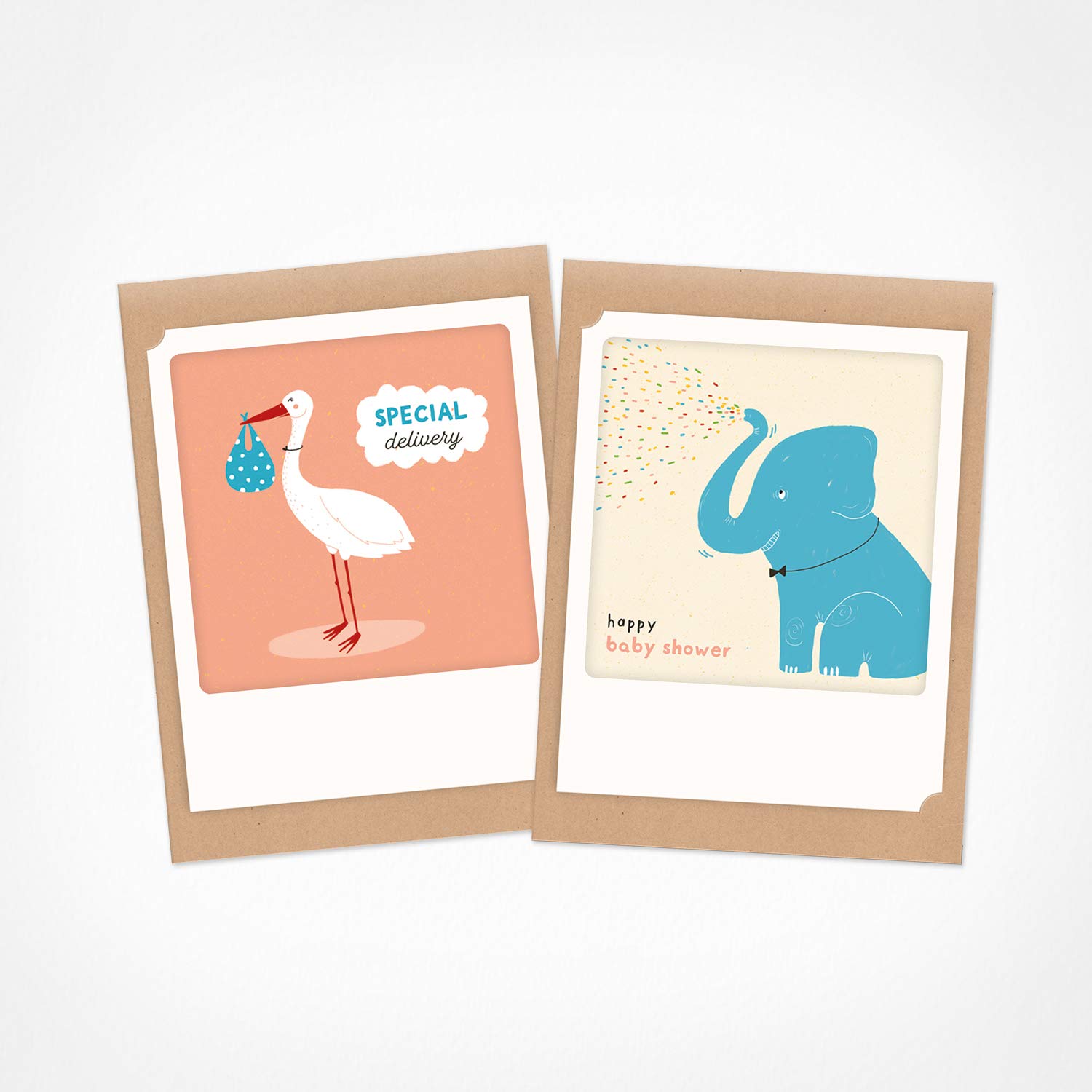PICKMOTION Baby shower | Set of 2 Small Folded Cards | Greeting Cards - Including envelope, Pictures of Instagram Photographers with handmade illustrations, designed in Berlin - Birth Cards, colorful