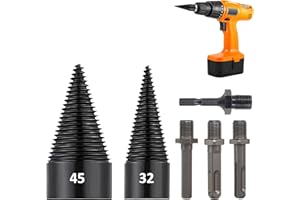 RUIITEN 6PCS Firewood Log Splitter Drill Bit Set, Removable Kindling Splitter Electric Drills Bits for Household Electric Drill (Round Square Hexagon Handle+32mm+45mm)
