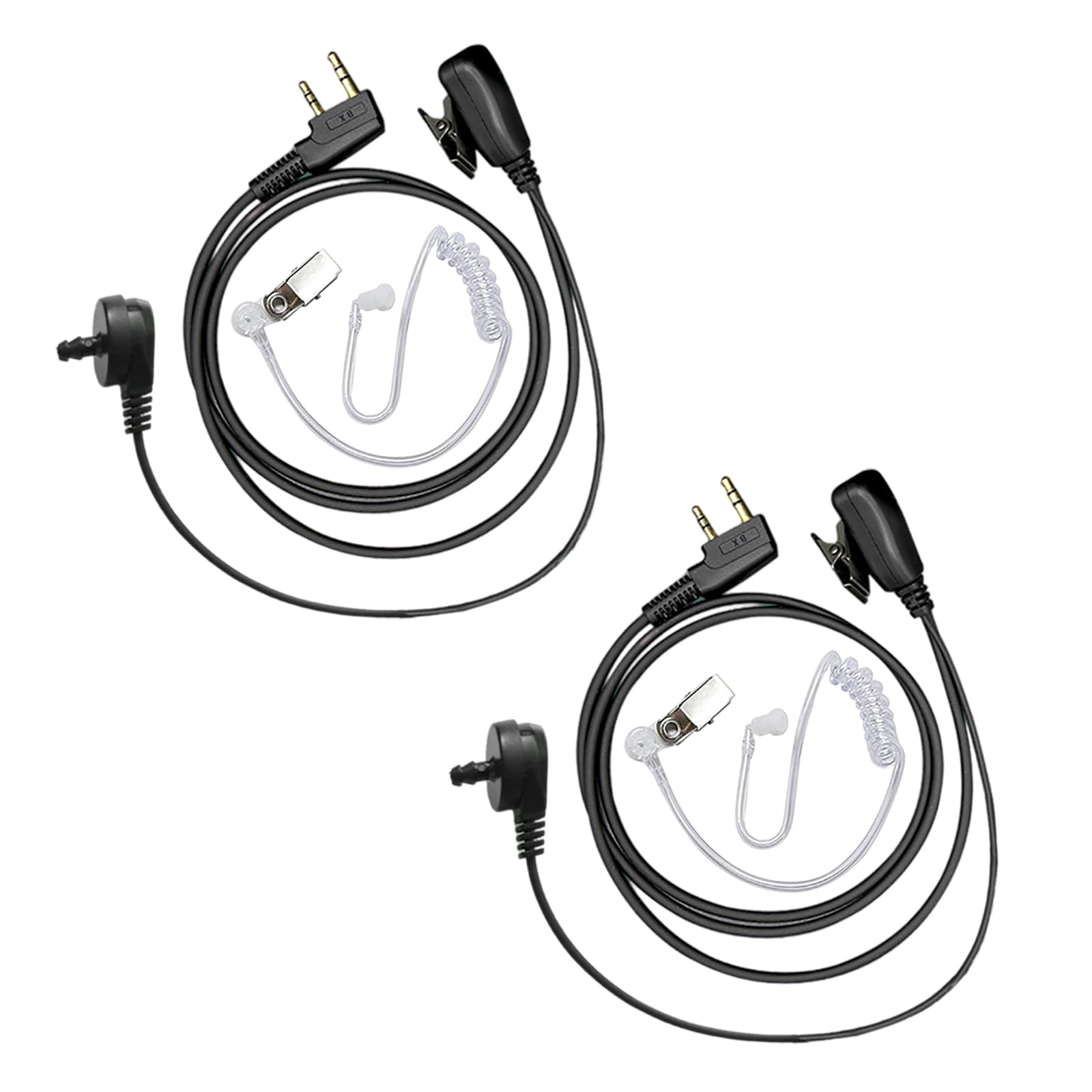CYSSJF Walkie Talkie Earpiece with PTT Mic 2 Pin Covert Acoustic Tube Security Headset Two Way Radio Headset Surveillance Earpiece for UV-5R BF-888S Arcshell H-777 RT21 RT22 Kenwood (Black-2pack)