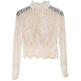 YEKEYI Lace Long Sleeve Smock Detachable Fake Collar False Collar Half Blouse Dickey Collar Faux Collars