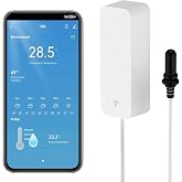 Smart Thermometer Hygrometer with Probe, WiFi Aquarium Temperature Humidity Gauge with App Remote Monitor, Indoor Refrigerator Thermometer Sensor, Data Storage&amp;Export, Compatible with Alexa. 1PCS