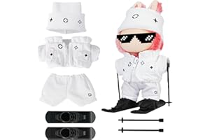 clbaby Clothes for Labubu Doll Outfit(No Doll), Skiwear Set & Accessories for 17cm Figure Girls & Boys, Cute Fashion Designer Style Snow Jacket + Pant + Chic Headband + Snowboard Set(No Sunglasses)