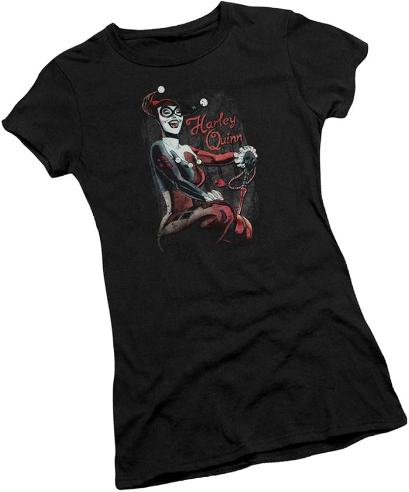BATMAN LaughItUp Harley Quinn Crop Sleeve Fitted Juniors