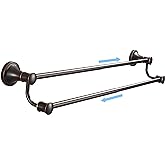 WOLIBEER Bronze Double Towel Bar, Adjustable 14.96 to 26.57 inches Towel Holder Oil Rubbed Farmhouse Towel Rack Rustic Towel 