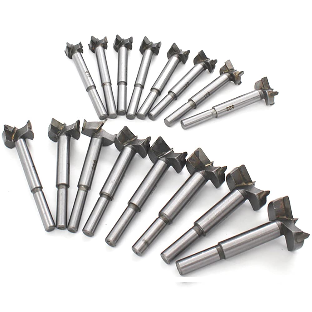 WSOOX 16 Pcs Forstner Drill Bits Set, Carbide Woodworking Hole Opener, Wood Boring Bit Great for Making Clean Flat-bottomed Holes in Wood(15-35mm)
