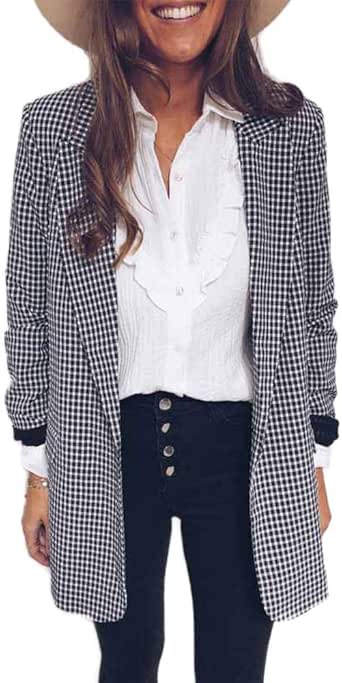 outfit blazer cuadros mujer