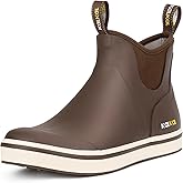 Kalkal Men's Deck Boots Anti-Slip Saltwater Fishing Rain Boots with Memory Foam, Waterproof Rubber Ankle Work Boots for Sailing (Size 7-14)
