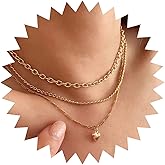 Xduargs Boho Layered Heart Choker Necklace Vintage Love Heart Necklace Silver Puffy Heart Pendant Necklace Multilayered Heart Chain Necklace Jewelry for Women