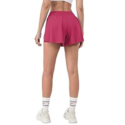 Aurefin Women's 2 in 1 Flowy Running Shorts High