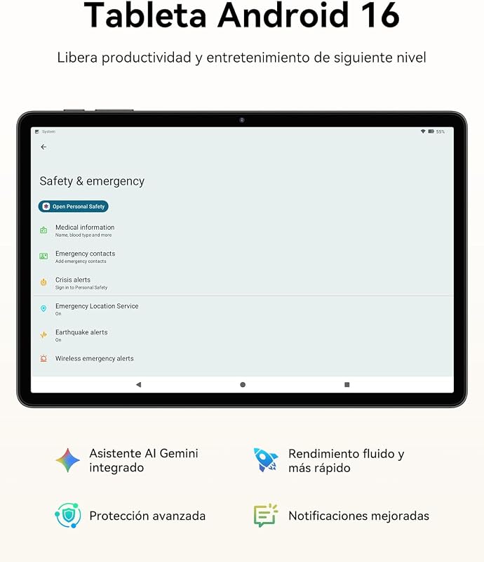 T30 Tablet Android 16 de 11 polegadas (64GB+4TB), Tablet de Estudo