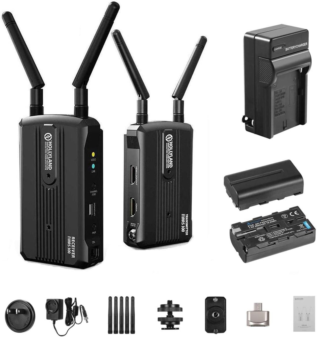 Hollyland Mars 300 5G Wireless HDMI Video Transmission System, Video Transmitter and Receiver Kit Support HD 1080P 300 Feet for DSLR Mirrorless Camera Gimbal Stabilizer with 2 Battery Pack/AC Charger : Camera & Photo
