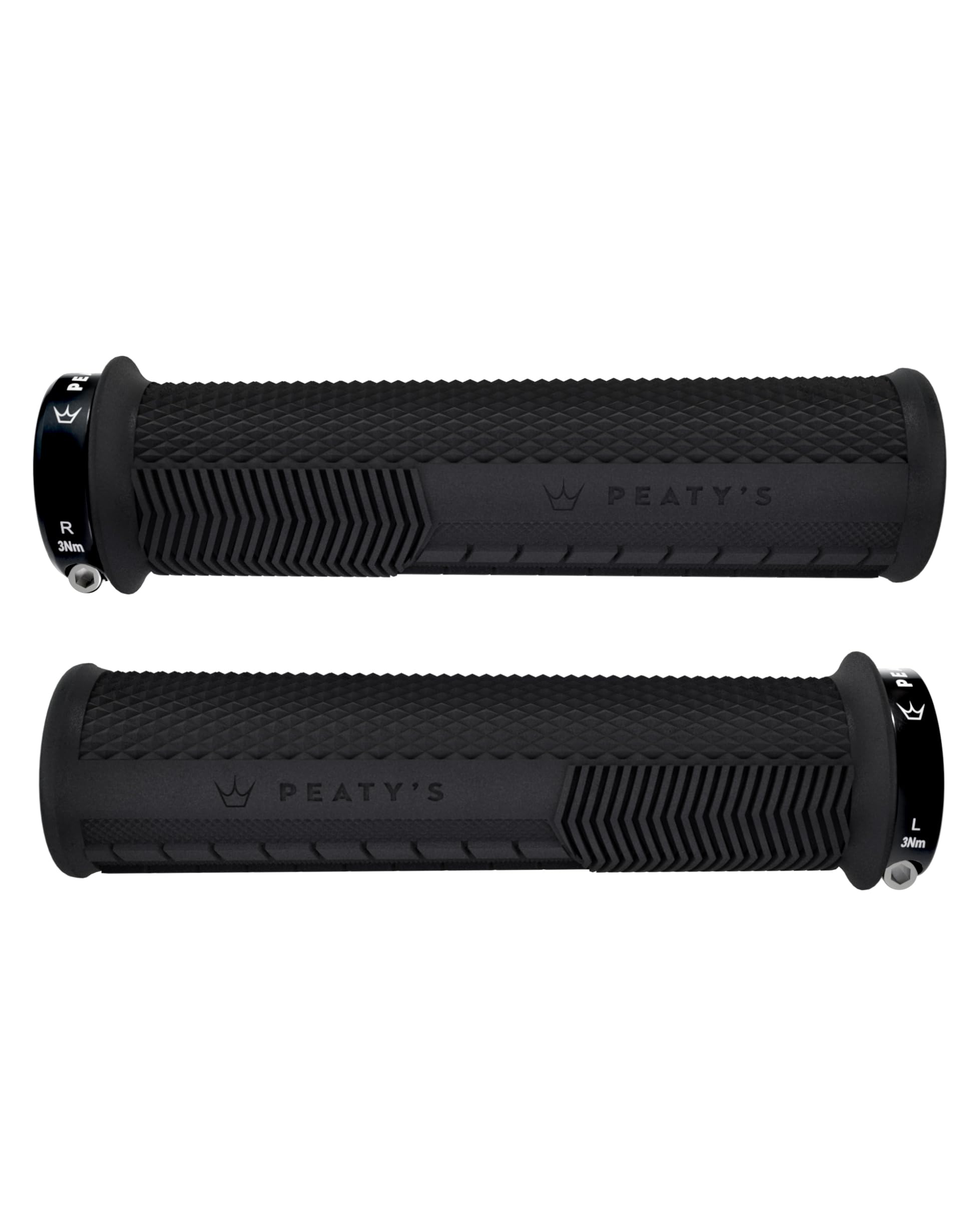Peaty's Monarch Grips - Knurl Bike Grips, Ergonomic Handlebar Grip for Precision Control, Supportive Thumb Pad & Finger Bars, Durable BMX, Ebike & Mountain Bike Grip - Thin 30-32mm, Black