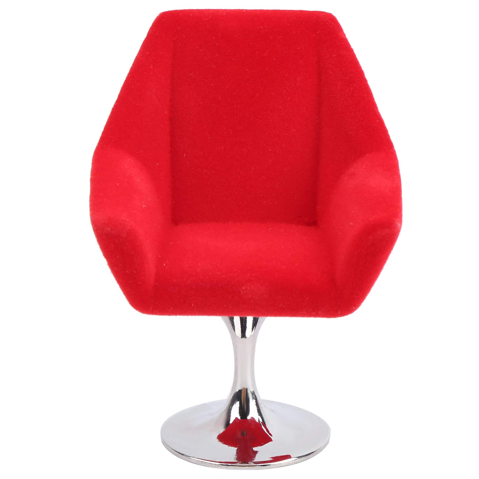 Dollhouse Rotate Flocking Armchair, 1:12 Simulation Miniature Living Room Furniture Model Toy for Doll House Decoration(Red)