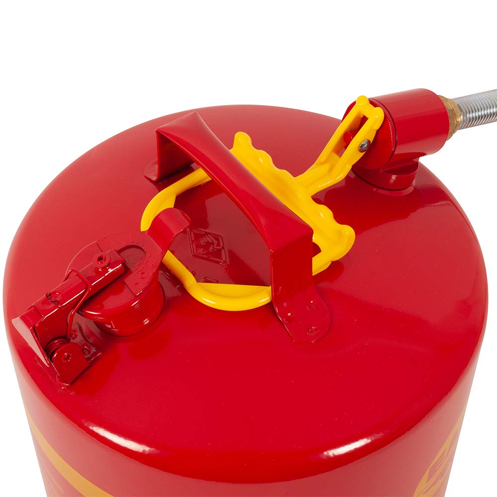 Eagle U2-51-SX5 Type II Metal Safety Can, Flammables, 11-1/4" Width x 15-7/8" Depth, 5 Gallon Capacity, 5/8" OD Pour Spout, Red: Gas Cans: Industrial & Scientific