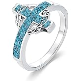 YYmqmq Crown of Thorns Ring 925 Sterling Sliver Cross Ring Christian Jewelry Catholic Gifts for Women Men Girlfriend Mom