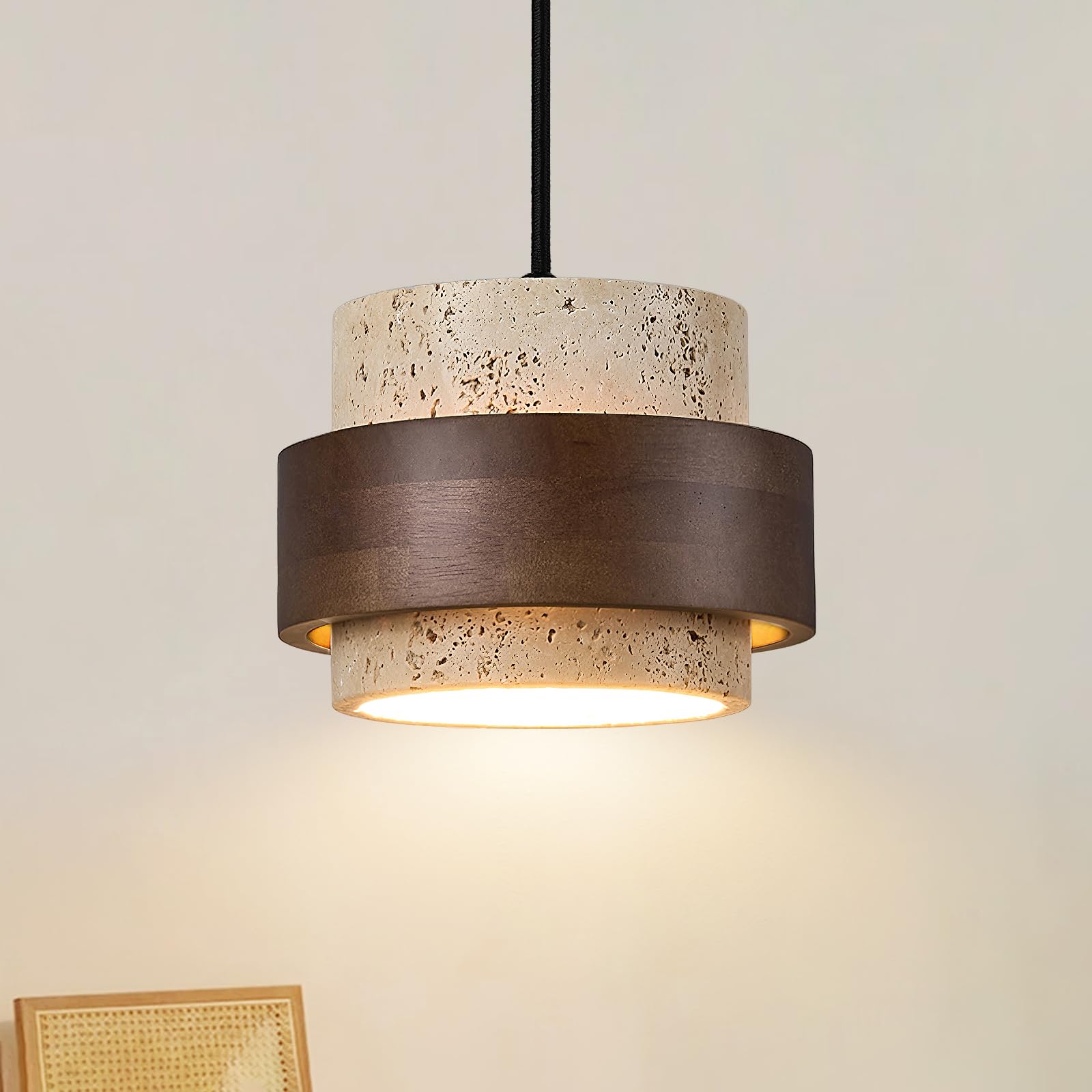 Photo 1 of Axamate Wabi Sabi Pendant Light Nordic Natural Stone Chandeliers Concrete Simple Light Fixture for Dining Room Bedside Kitchen Island Hallway