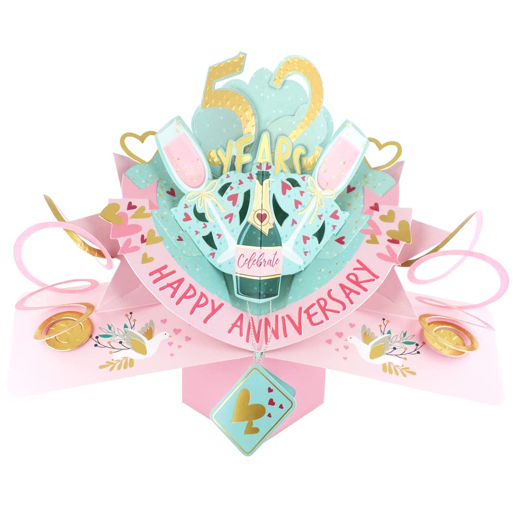 52 Years Happy 52nd Anniversary Pop-Up Greeting Card Love Kate's 3D Pop Up Cards POP216MC52