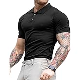 Lehmanlin Men's Muscle Polo Shirts Long&Short Sleeve Casual T- Shirts Slim Fit Stretch Ribbed Golf Tops