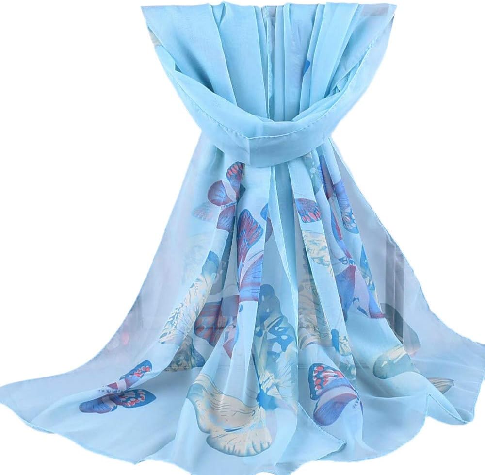 Toamen Womens Scarf Chiffon Flower Printed Soft Shawl Scarves Wrap Stole