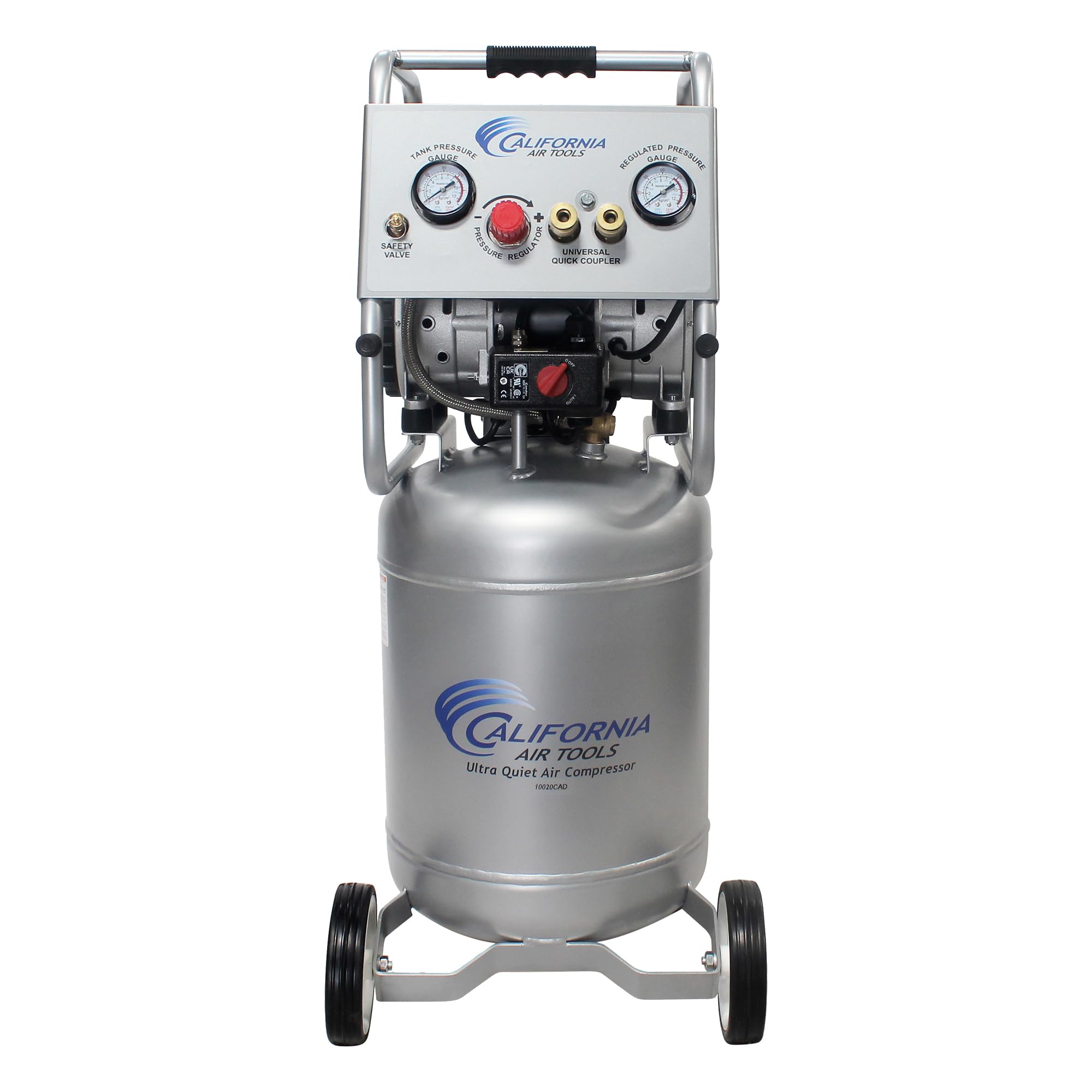 Photo 1 of California Air Tools 10020CAD 2.0 HP Ultra Quiet and Oil-Free Air Compressor, 10 Gallon Steel Tank with Wheels, 70 dBA Noise Level, Auto Drain Valve