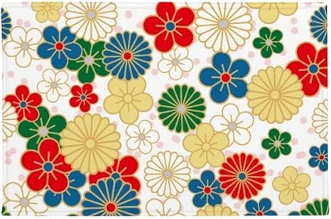 Amazon 花は繰り返し日本の浮世絵 アンチスリップマット浴室床カーペットをリビングルーム キッチン扉16 X 30とquot Quot ギフト 玄関マット オンライン通販