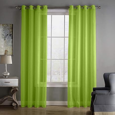 Amazon Tiyana 1枚組 幅140cm 丈240cm 薄い 緑色 レースカーテン オーダーサイズ可 カーテン ブラインド オンライン通販