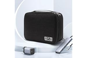 3-Layer Travel Cable Organizer - Waterproof Multi-Compartment Pouch for Headphones, Hard Drives, Power Banks, and Cosmetic St