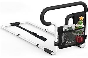 Cuzieey Bed Rails for Elderly Adults Safety: Adjustable Bedside Assist Bar for Seniors - Side Bed Railing Handle Support Guard - Bedrails Slides Under Mattress Fit King Size Queen Full Twin Beds