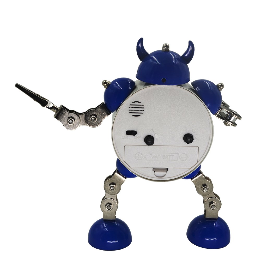 Gigibon Alarm Clock for Kids, Gift Ideas Robot Cute&Fun, Battery-operated,to Move/Twist Legs & Arms for Many Poses, Gift to Children (1, Blue-White)