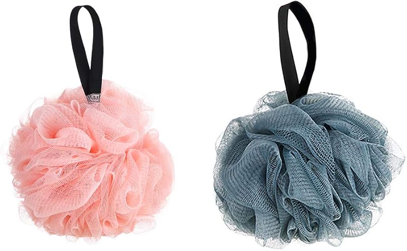 Omenluck 2pcs Bath Loofah Sponge Mesh Puff Shower Ball Scrubber Lather Cleanse