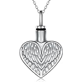 Peireara Angel Wing Urn Necklaces for Ashes 925 Sterling Silver Urn Necklace for Ashes Cremation Jewelry for Ashes for Women Men Cherish Memories Jewelry