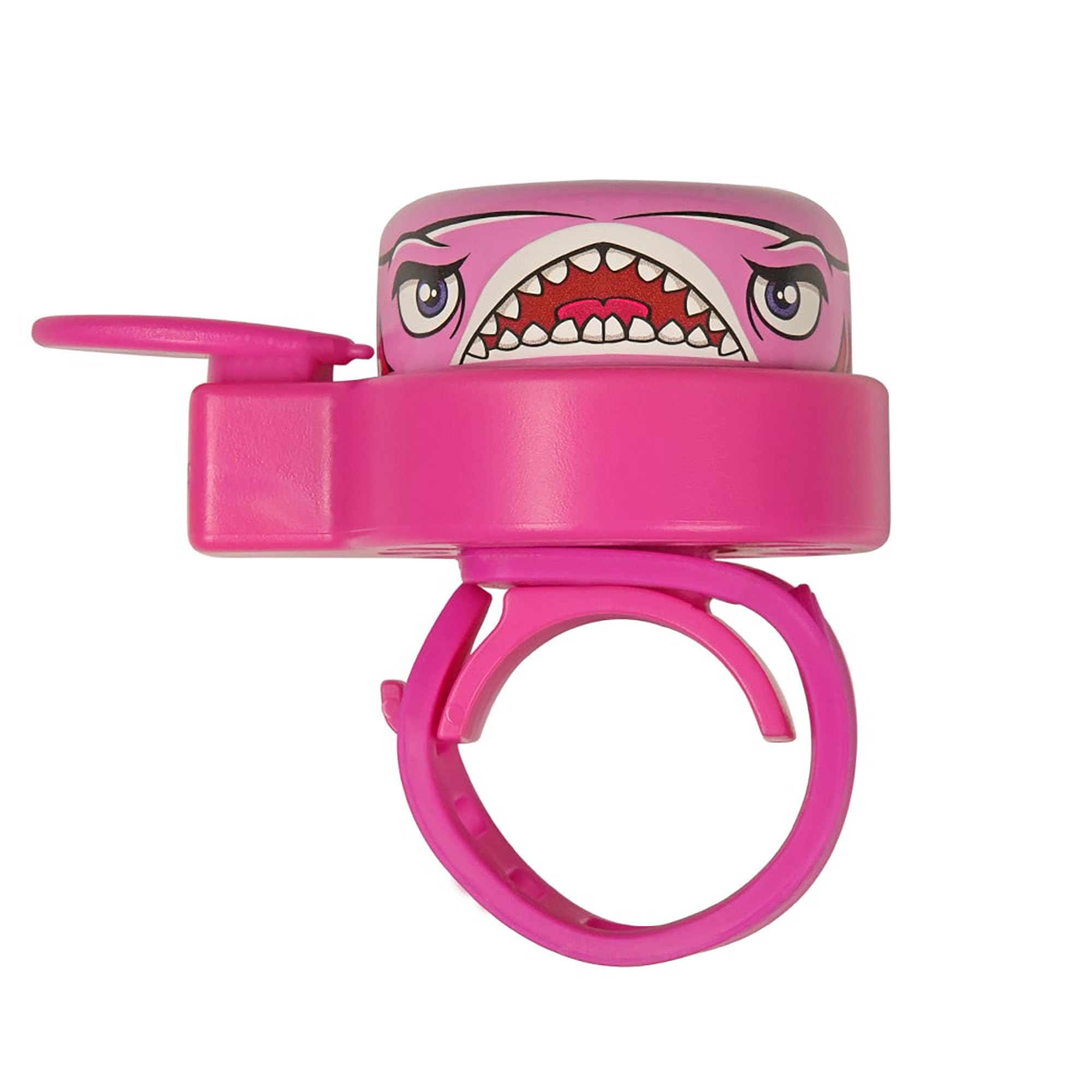 Crazy Safety Animal Pink Shark Kids Bike Bell | Weatherproof bicycle bell loud for cycling and balance bike Easy handling | Right or left handed | Bicycle bell for children