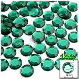 The Crafts Outlet 144-Piece Flatback Round Rhinestones, 12mm, Emerald Green