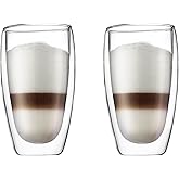 Bodum 15oz Pavina Double Wall High-Heat Borosilicate Glass, Set of 2, Clear