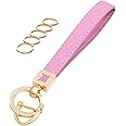 OHKYOOT Microfiber Leather Wristlet Keychain,Wrist Keychain Car Key Chain with 5 Key Ring and Anti-Lost D Ring
