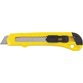STANLEY Snap-Off Utility Knife, 18mm Wide Blade (10-143P) | 8-segment snap-off blade, sliding mechanism for control, cuts cardboard, film, light material, compact