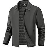 ASPO Men's Winter Jacket Warm Water Resistant Full Zip Windbreaker Lightweight Quilted Jackets Casual Golf Work Coats