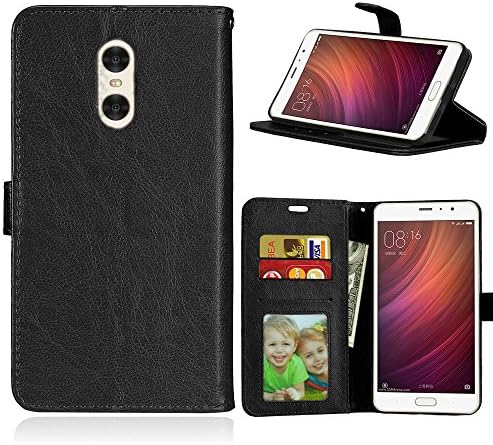 Xiaomi Redmi Pro Fashionable Flip Case, Ancyber 2 Layer Protection[Inner TPU+Outer PU Wallet Cover,] Cases Covers with 3 Credit Card for Xiaomi Redmi Pro (5.5 inch) Black