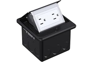 WEBANG Pop Up Floor Outlet Box with 15 Amp Tamper-Resistant Receptacle Outlet, Corrosive Resistant Hardware, ETL Listed, Black