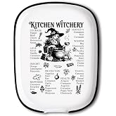 ANATTASOUL Kitchen Witch &amp; Herbs Spoon Rest for Stove Top for Cooking Lover | 4.52"x5.9" Large Ceramic Spoon Holder Heat Resistant Utensil Holder For Kitchen Counter Decor Housewarming Gift