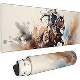 Gaming Mouse Pad, Large Non-Slip Rubber Base Mousepad, Keyboard Mouse Mat, Desk Pad with Stitched Edges, 31.5x11.8inch, Western Cowboy