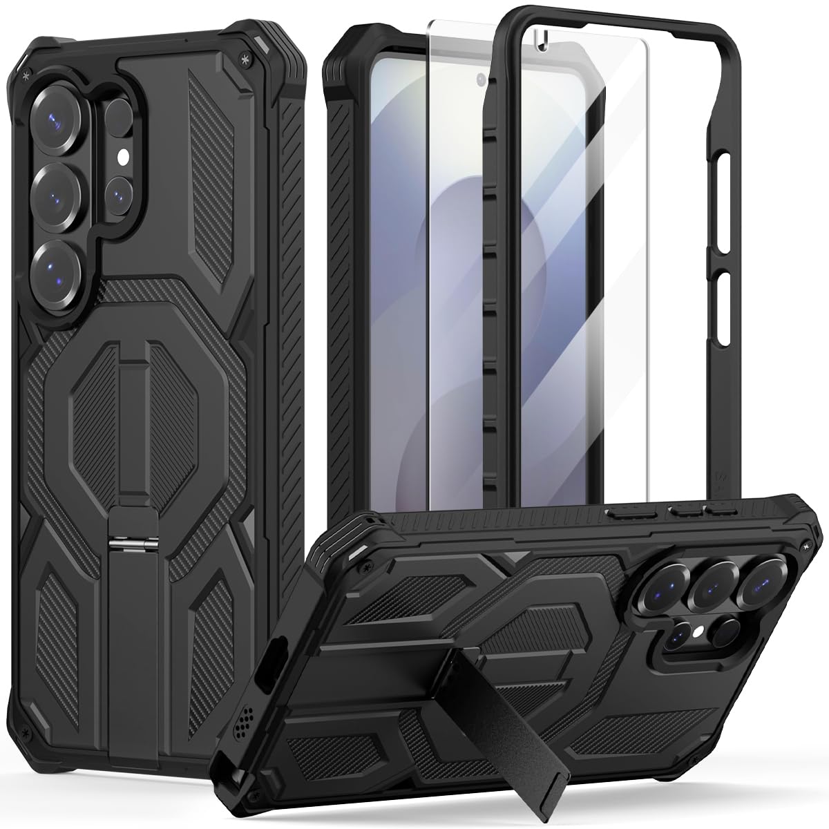 Photo 1 of Nvollnoe Compatible with Samsung S26 Ultra Case with Foldable Invisible Kickstand 2-in-1 Military Grade Shockproof Heavy Duty Protective Magnetic Case for Samsung S26 Ultra 6.9 inch(Black)