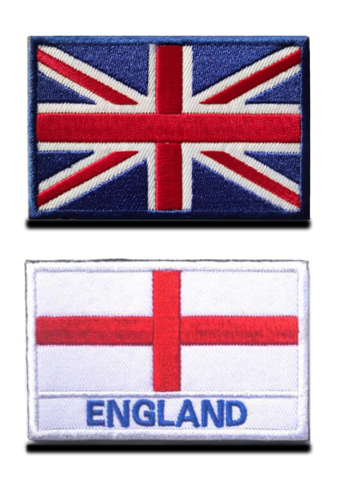 Zcketo 2 Pieces United Kingdom UK Great British Union Patch and England Cross Hook and Loop Embroidered National Emblem Patch for Clothes Backpack Caps Travel Tactical — image 1