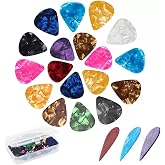 21 Packs Guitar Picks With Organizer Box Bass Picks Thin, Medium &amp; Heavy 3 Different Thickness For Electric Acoustic Guitars Ukulele Bass, Guitar Gifts For Men Women Players