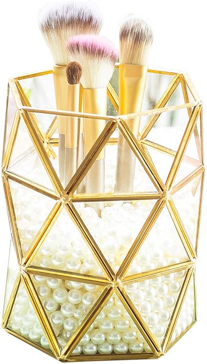 Amazon Com Levilan Champagne Gold Glass Brush Holder Makeup
