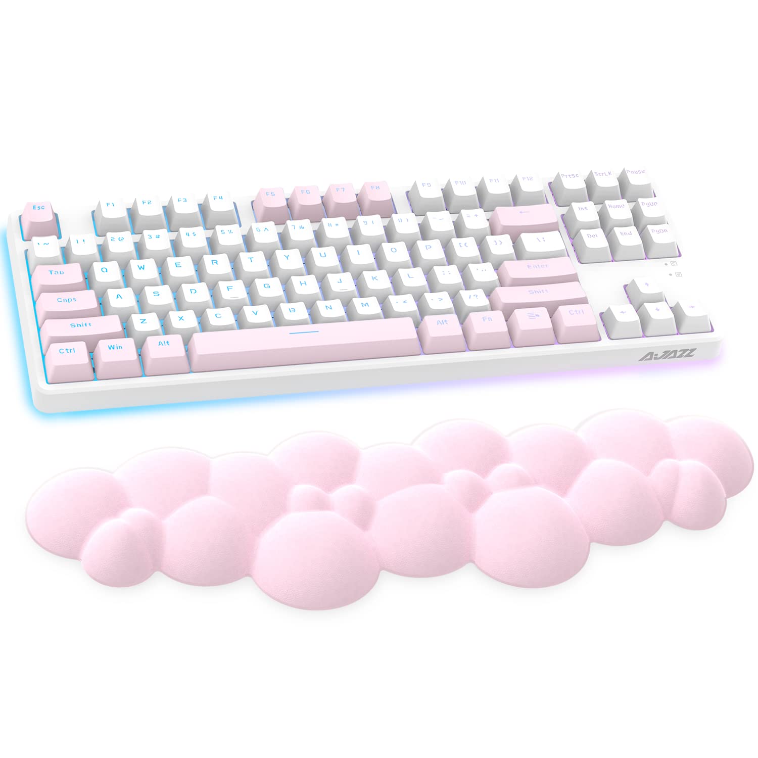 Cloud-Soft Ergonomic Wrist Rest for 100 Keys 87 Keys 68keys Keyboard PU Material Anti-Slip Rubber Base Memory Foam Cloud-Shaped Palm Rest for Computer Laptop,Pain Relief,15.2 * 4.4 * 1.2 inch -Pink