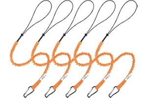 CYSKY 5 Pack Retractable Tool Lanyard with Aluminum Nut Lock Carabiner, Tool Tether Lanyards for Hand Power Tools, Maximum Weight Limit 13.6KG / 30lb (Orange)