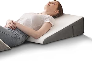 Hcore Bed Wedge Pillow with Memory Foam Top Chic Jacquard Cover Wedge Pillow for Sleeping and Acid Reflux, Heartburn, GERD