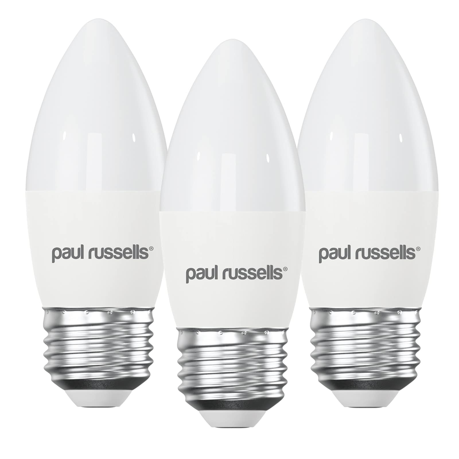 paul russells LED Light Edison Screw E27, 40watt Equivalent, 4.9W 470LM LED Bulbs, 2700K Bright Warm White, Frosted C35 ES Candle Energy Saving Non-Dimmable Chandelier Lightbulbs, 3 Pack